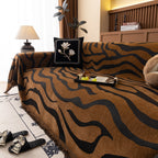 Zebra Striped Chenille Throw Sofa Cover Full-Cover Decorative Furniture Slipcover