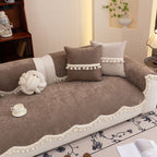 Chenille Sofa Cover Towel – Non-Slip, Washable Pets Couch Protector with Tassels