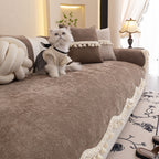 Chenille Sofa Cover Towel – Non-Slip, Washable Pets Couch Protector with Tassels