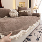 Chenille Sofa Cover Towel – Non-Slip, Washable Pets Couch Protector with Tassels