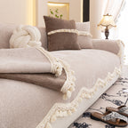 Chenille Sofa Cover Towel – Non-Slip, Washable Pets Couch Protector with Tassels