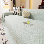 Jacquard Ice Silk Sofa Throw Cover with Gold Trim, Summer Cooling Couch Slipcover