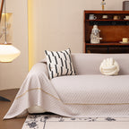 Jacquard Ice Silk Sofa Throw Cover with Gold Trim, Summer Cooling Couch Slipcover