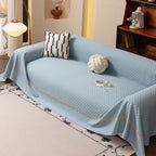 Jacquard Ice Silk Sofa Throw Cover with Gold Trim, Summer Cooling Couch Slipcover