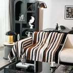 Striped Chenille Sofa Throw Covers, Boho Style Cozy Couch Protector Blanket