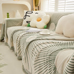 Geometric Radial Striped L-Shape Sofa Cover: Thick, Reversible Furniture Blanket for Kids and Pets
