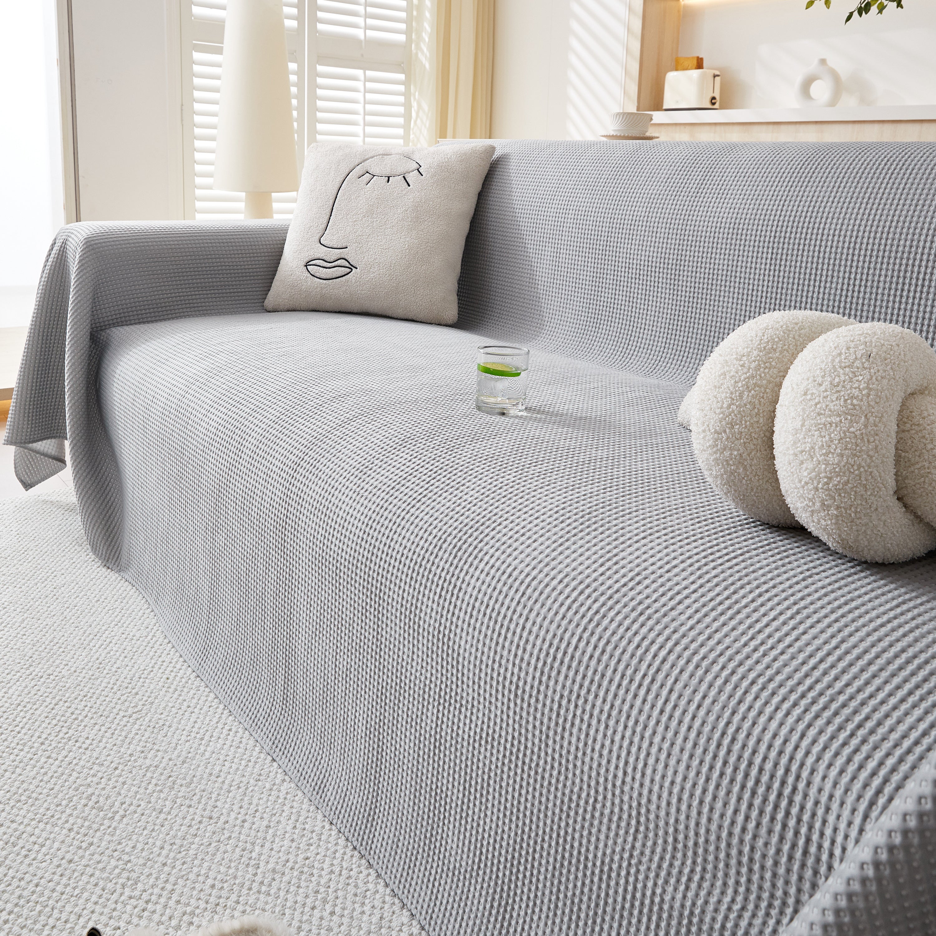 Cooling Comfy Throw Sofa Cover, Textured & Breathable, Multi-Use Decorative Couch Covers for Summer