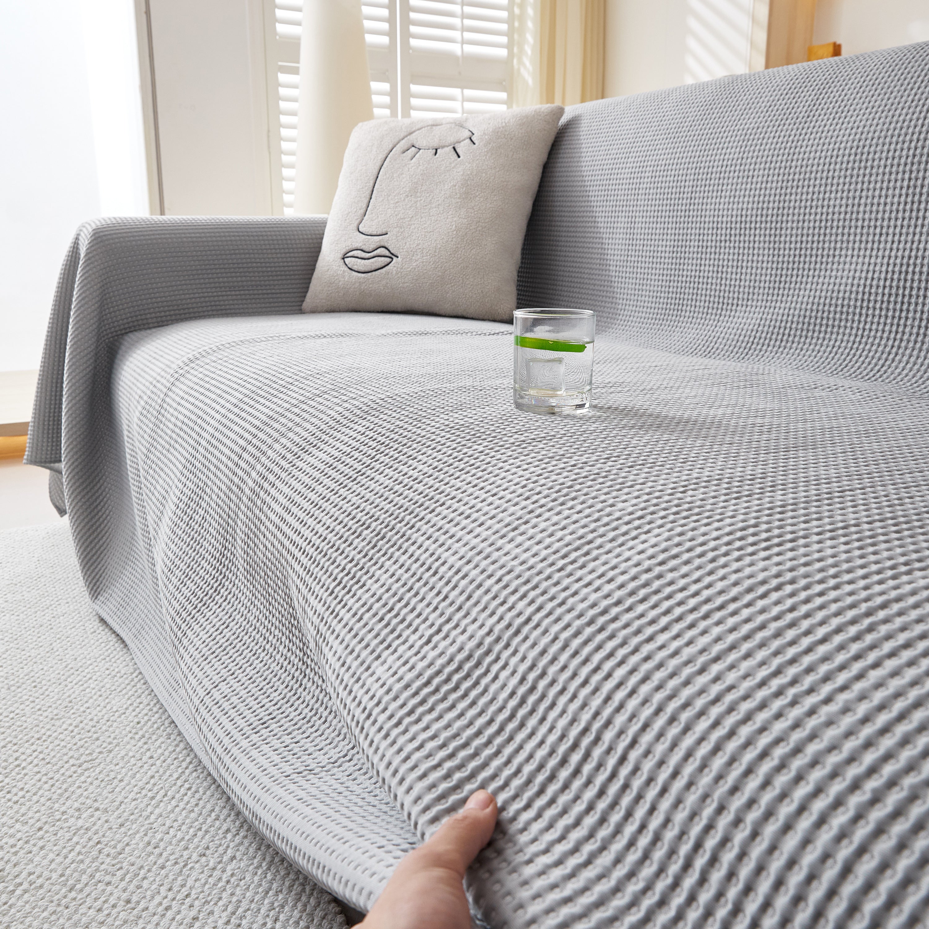 Cooling Comfy Throw Sofa Cover, Textured & Breathable, Multi-Use Decorative Couch Covers for Summer