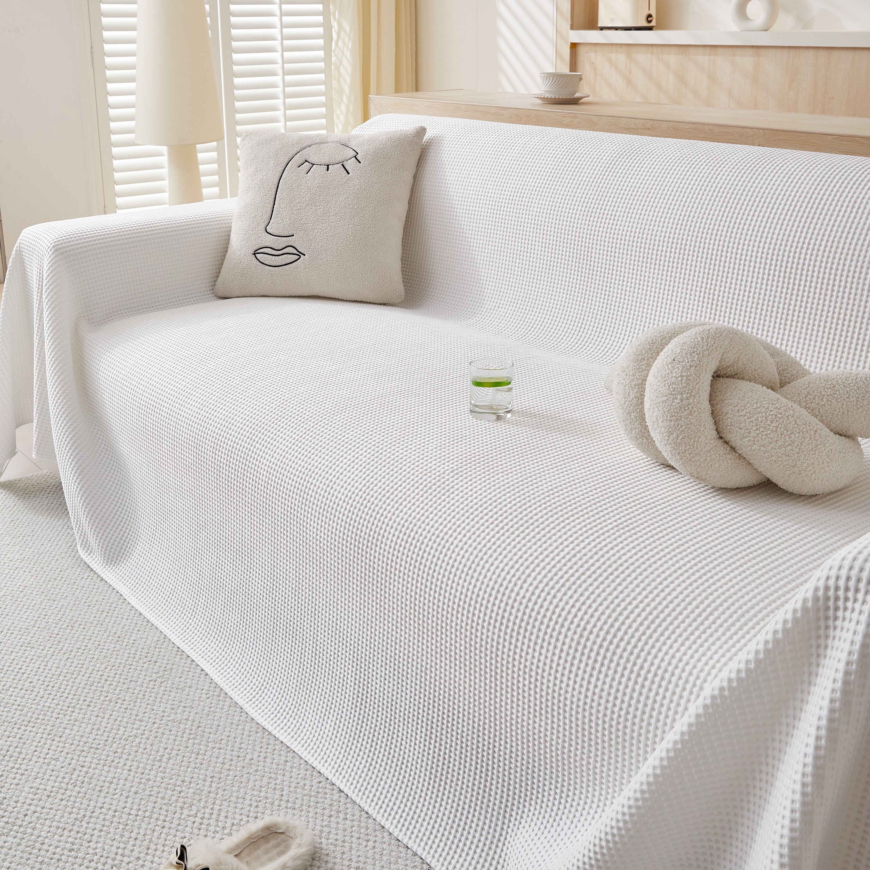 Cooling Comfy Throw Sofa Cover, Textured & Breathable, Multi-Use Decorative Couch Covers for Summer