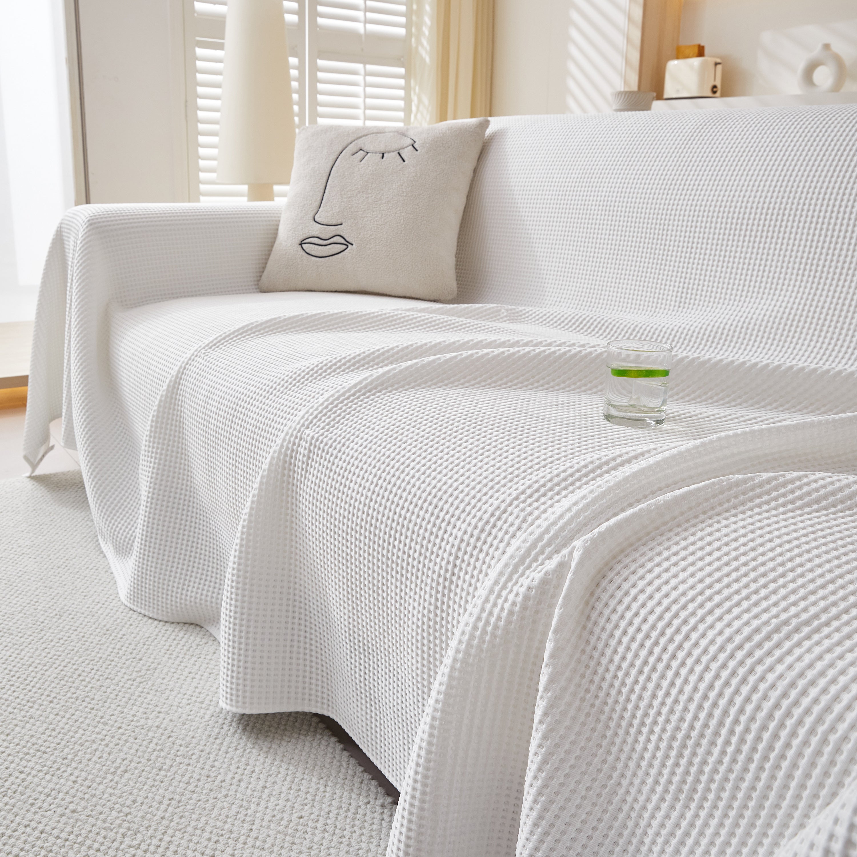 Cooling Comfy Throw Sofa Cover, Textured & Breathable, Multi-Use Decorative Couch Covers for Summer