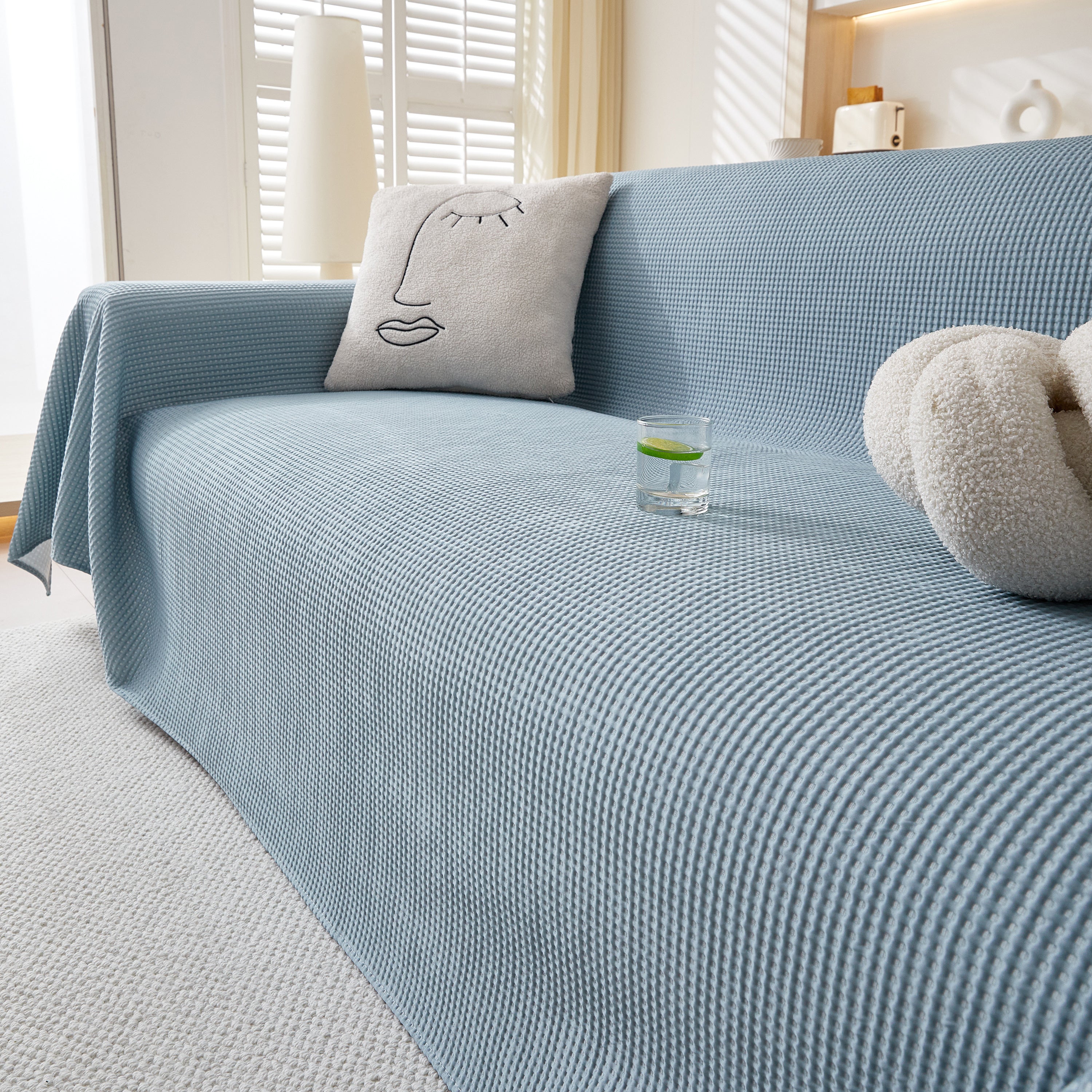 Cooling Comfy Throw Sofa Cover, Textured & Breathable, Multi-Use Decorative Couch Covers for Summer
