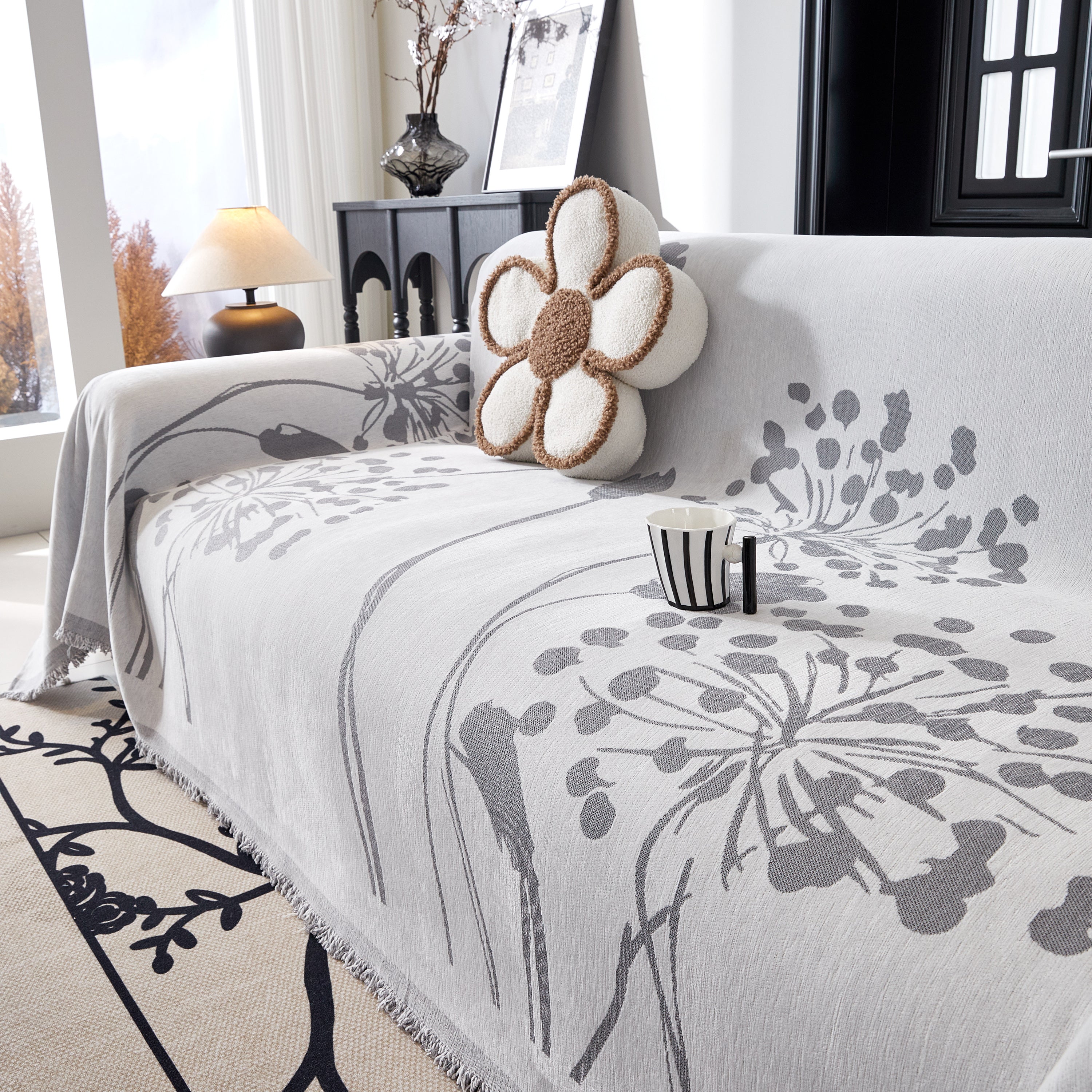 Dandelion Blanket Throw for Sofas Chenille Furniture Couch Cover, Couch Cushion Cover for Kids, Pets