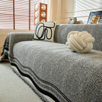 Reversible Herringbone Sofa Cover, 2-in-1 Classic British Throw Blanket for Couch