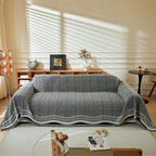 Reversible Herringbone Sofa Cover, 2-in-1 Classic British Throw Blanket for Couch
