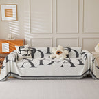 Chenille Jacquard Alphabet Sofa Blanket Cover, L Shape Sofa Cover, Reversible Couch Covers for Dogs