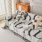 Chenille Jacquard Alphabet Sofa Blanket Cover, L Shape Sofa Cover, Reversible Couch Covers for Dogs