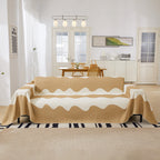 Chenille Minimalist Wavy Sofa Throw Cover, Cozy Blankets for Couch, Machine Washable Couch Protector