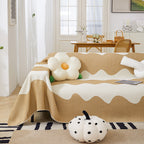 Chenille Minimalist Wavy Sofa Throw Cover, Cozy Blankets for Couch, Machine Washable Couch Protector