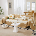 Chenille Minimalist Wavy Sofa Throw Cover, Cozy Blankets for Couch, Machine Washable Couch Protector