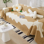 Chenille Minimalist Wavy Sofa Throw Cover, Cozy Blankets for Couch, Machine Washable Couch Protector
