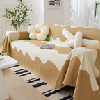 Chenille Minimalist Wavy Sofa Throw Cover, Cozy Blankets for Couch, Machine Washable Couch Protector