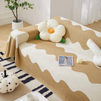 Chenille Minimalist Wavy Sofa Throw Cover, Cozy Blankets for Couch, Machine Washable Couch Protector