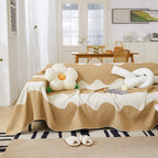 Chenille Minimalist Wavy Sofa Throw Cover, Cozy Blankets for Couch, Machine Washable Couch Protector