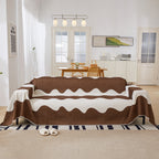Chenille Minimalist Wavy Sofa Throw Cover, Cozy Blankets for Couch, Machine Washable Couch Protector