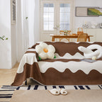 Chenille Minimalist Wavy Sofa Throw Cover, Cozy Blankets for Couch, Machine Washable Couch Protector
