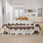 Chenille Minimalist Wavy Sofa Throw Cover, Cozy Blankets for Couch, Machine Washable Couch Protector