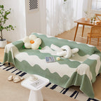 Chenille Minimalist Wavy Sofa Throw Cover, Cozy Blankets for Couch, Machine Washable Couch Protector