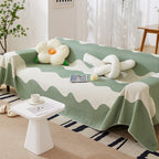 Chenille Minimalist Wavy Sofa Throw Cover, Cozy Blankets for Couch, Machine Washable Couch Protector
