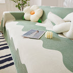 Chenille Minimalist Wavy Sofa Throw Cover, Cozy Blankets for Couch, Machine Washable Couch Protector