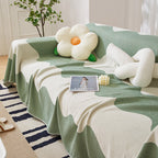 Chenille Minimalist Wavy Sofa Throw Cover, Cozy Blankets for Couch, Machine Washable Couch Protector