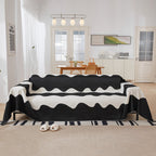 Chenille Minimalist Wavy Sofa Throw Cover, Cozy Blankets for Couch, Machine Washable Couch Protector