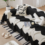 Chenille Minimalist Wavy Sofa Throw Cover, Cozy Blankets for Couch, Machine Washable Couch Protector