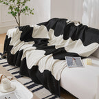 Chenille Minimalist Wavy Sofa Throw Cover, Cozy Blankets for Couch, Machine Washable Couch Protector