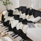 Chenille Minimalist Wavy Sofa Throw Cover, Cozy Blankets for Couch, Machine Washable Couch Protector