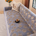 French Country Floral Sofa Cover with Ruffled Skirt, Farmhouse Decor for Living Room