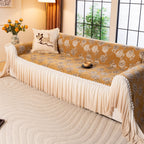 French Country Floral Sofa Cover with Ruffled Skirt, Farmhouse Decor for Living Room