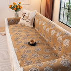French Country Floral Sofa Cover with Ruffled Skirt, Farmhouse Decor for Living Room