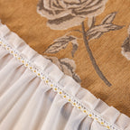 French Country Floral Sofa Cover with Ruffled Skirt, Farmhouse Decor for Living Room