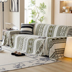 Bohemian Tufted Sofa Cover, Plush Fleece Throw Blanket with 3D Woven Aztec Stripes