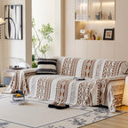 Bohemian Tufted Sofa Cover, Plush Fleece Throw Blanket with 3D Woven Aztec Stripes