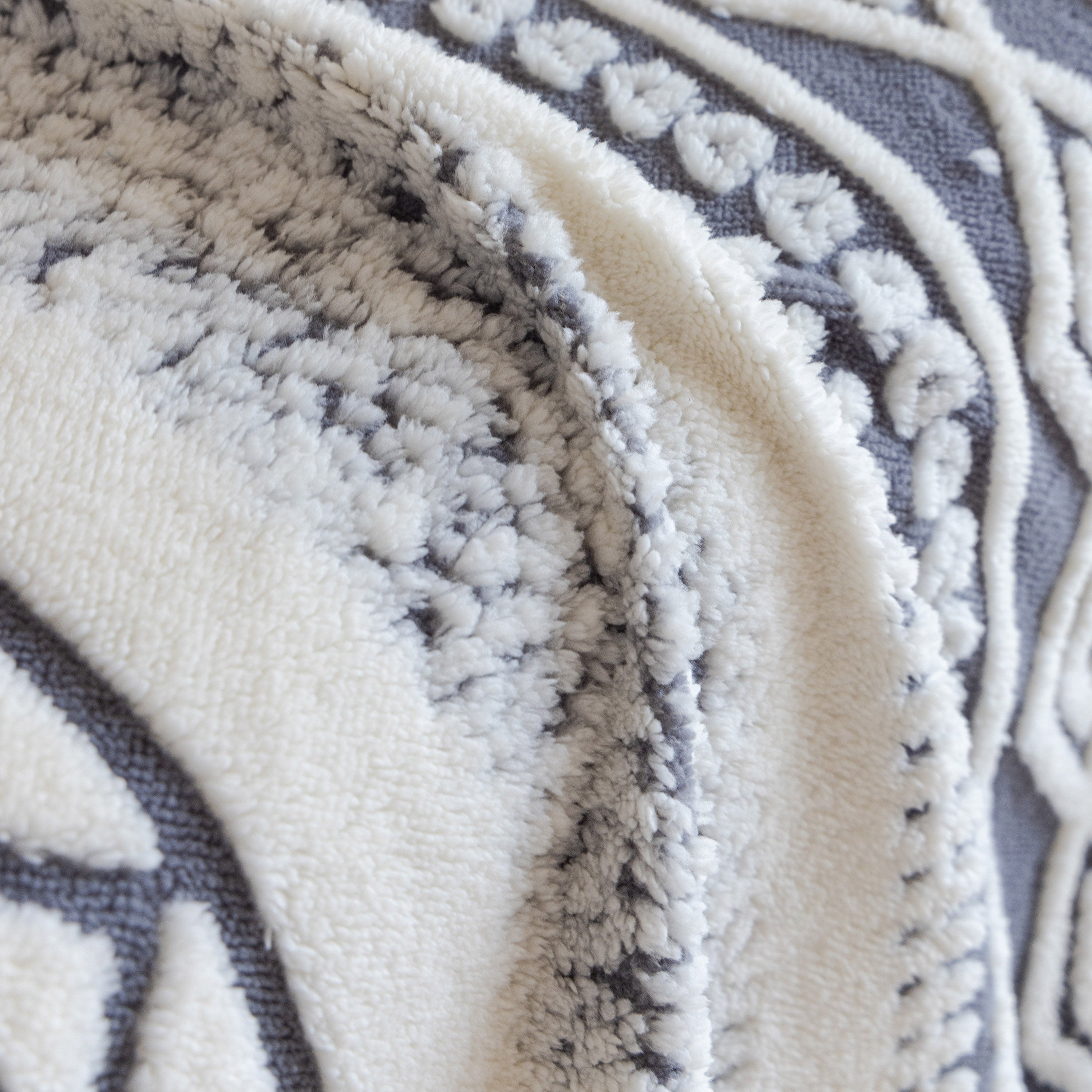 Bohemian Tufted Sofa Cover, Plush Fleece Throw Blanket with 3D Woven Aztec Stripes