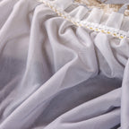 Elegant Botanical Sofa Cover with Pleated Tulle Skirt, Vintage Floral Couch Protector