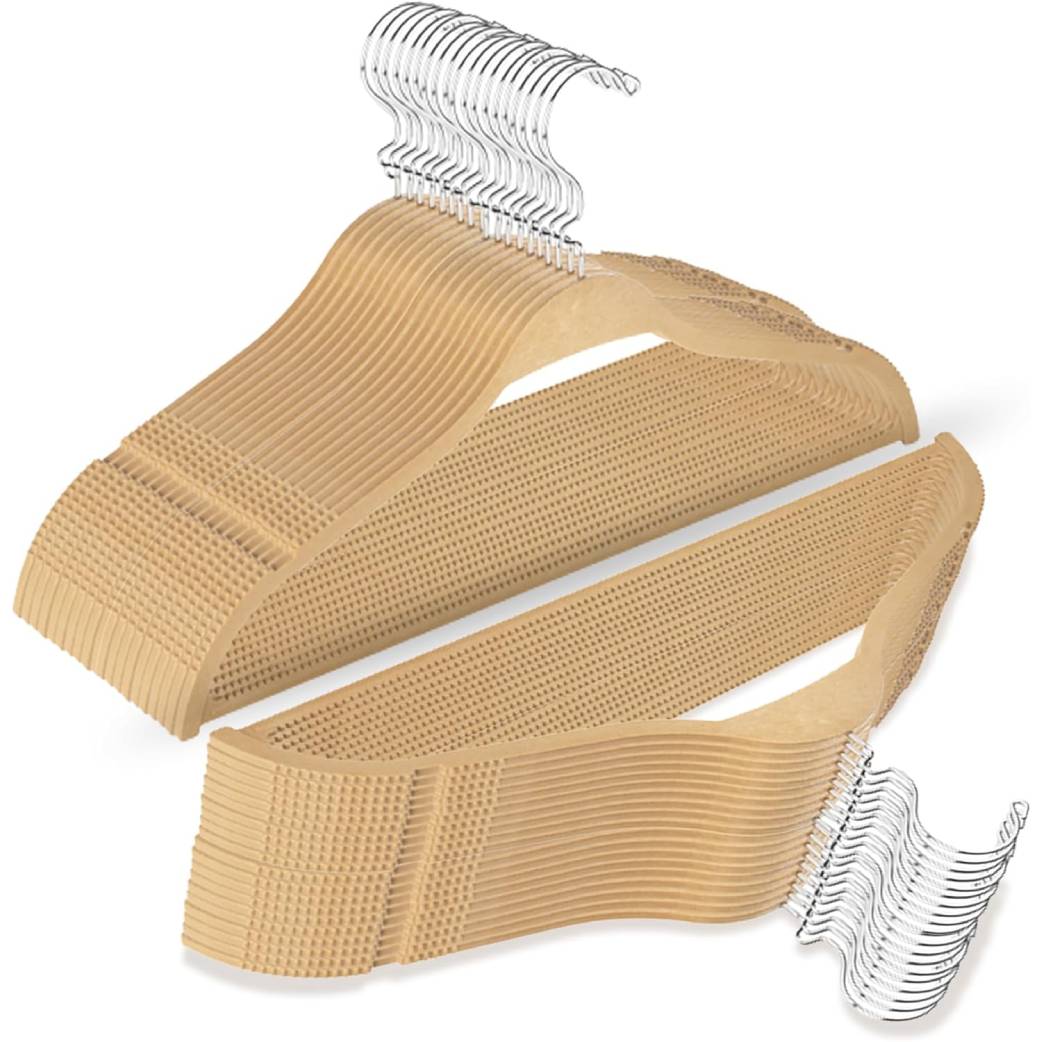 Wooden Suit Hangers with Bowed Contoured Shoulders, Natural Wood Finish