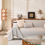 Linen-Look Textured Couch Throw Cover, Breathable Sofa Blanket & Furniture Protector