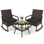 3-Piece Rocking Bistro Set with Cushions & Side Table