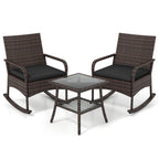 3-Piece Rocking Bistro Set with Cushions & Side Table